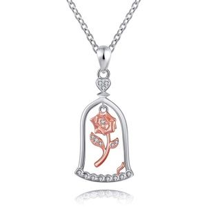 Beauty and the Beast Enchanted Rose Necklace